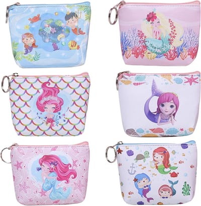 Mini Handtas Set van 6 Stuks, Schattige Cartoon Tas met Rits, Ideaal voor Sleutels, Make-up en ID Kaarten, Perfect Cadeau voor Vrouwen en Meisjes, Diverse Stijlen