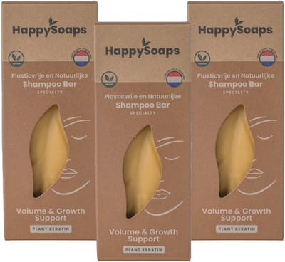 HappySoaps Specialty Shampoo Bar – 3× – Halfjaar Box – Natuurlijke Shampoo – Volume & Growth support – Voordeelverpakking