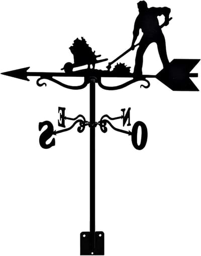 Weer Vane - Windrichting Indicator - Tuindecoratie Buiten - Roestvrij Staal - 35x50 cm - Zwart