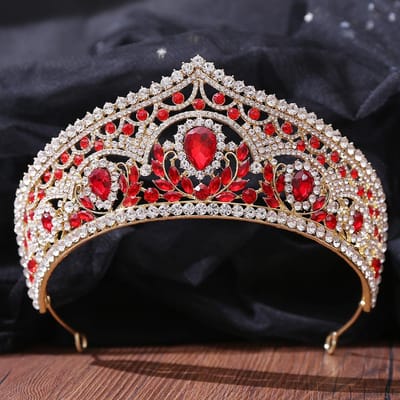Barok Rode Kristallen Blad Kronen Bruiloft Haaraccessoires Feest Hoofddeksels Vrouwen Bruid Tiara's Pageant Haarjuwelen brown