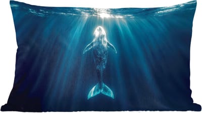 Sierkussens - Kussentjes Woonkamer - 60x40 cm - Walvis - Water - Zonnestralen - Blauw