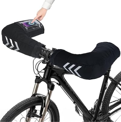 Equivera Stuurhandschoenen Fiets - stuurwarmer water- en winddicht - touchscreen - zwart