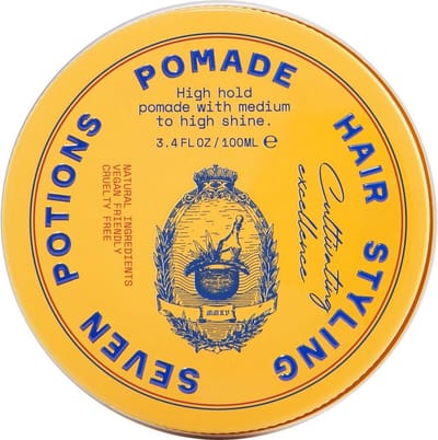 Seven Potions Natuurlijke Pommade voor Mannen — Natuurlijk, Op Waterbasis, Glanzend, Stevige Hold Haarstyling Product — 100% Vegan, Diervriendelijk (100ml)
