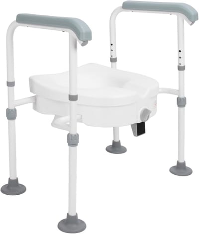 Verhoogde Toiletbril - Toiletverhoger Zonder Boren - Veilig Zelfstandig - Met Stabiliserende Handgrepen - 46 x 40 x 23 cm
