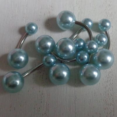 Aramat Jewels | Piercings | Lichtblauwe Parel Navelpiercing met Chirurgisch Staal | | | |8mm | Staal | Volwassenen | Verkleurd niet