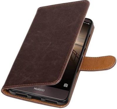 Zakelijke Book Case Telefoonhoesje Geschikt voor de Huawei Mate 9 - Portemonnee Hoesje - Pasjeshouder Wallet Case - Mocca