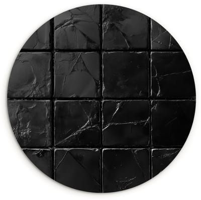 WallCircle® Wandcirkel 120x120 cm - Muurcirkel Zwart - Tegels - Steen - Muurdecoratie woonkamer - Wanddecoratie slaapkamer - Kamer decoratie accessoires - Ronde schilderijen XXL