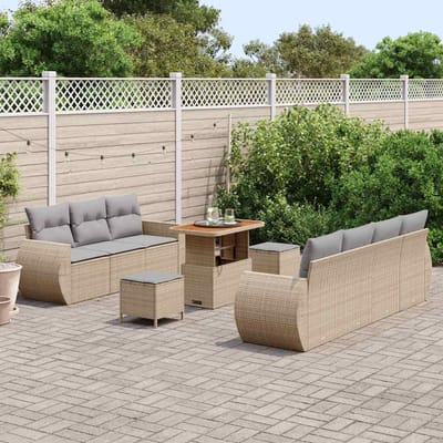 vidaXL - Tuinbank - Set - 10 - st - 7-Aantal - zitplaatsen - Beige - en - Lichtgrijs