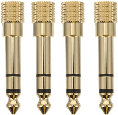 Supvox 4pcs Gold Plated Headset Adapter Set 6 3mm to 3 5mm Jack Converter Brass/Copper for AV Receivers