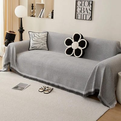 Geweven Katoenen Bankovertrek Deken Effen Kleur Antislip Bankhanddoek voor Woonkamer Meubeldecoratie Wandkleed Bankovertrek met Kwast 90x90cm 1pcs