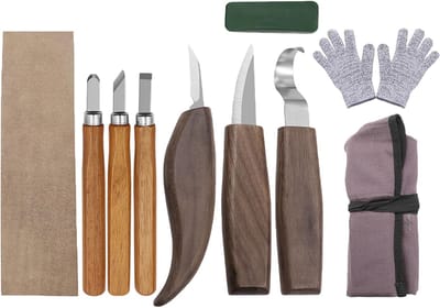 Houtsnijset - Snijset - Houtbewerkingsset - Houtsnijset voor beginners - Bruin - 23cm x 13cm x 7cm