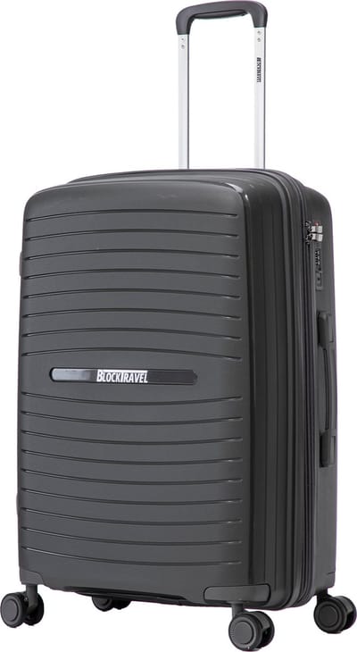 BlockTravel® Reiskoffer - 63 - 71 Liter - Trolley - Koffer M - Rolkoffer - Suitcase - Valies - TSA-slot - Lichtgewicht - Vergrootbaar - Supersterk en scheurt niet - Polypropyleen - Donkergrijs - Antraciet