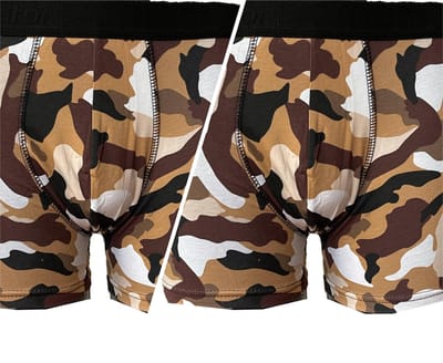 Embrator 2-pack heren Boxershort overall print camouflage bruin maat L