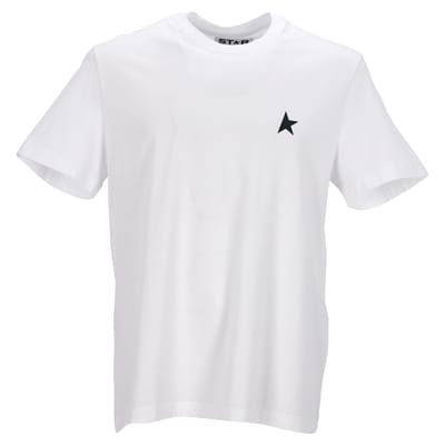 Golden Goose Wit T-shirt met contrasterend groen logo en ster