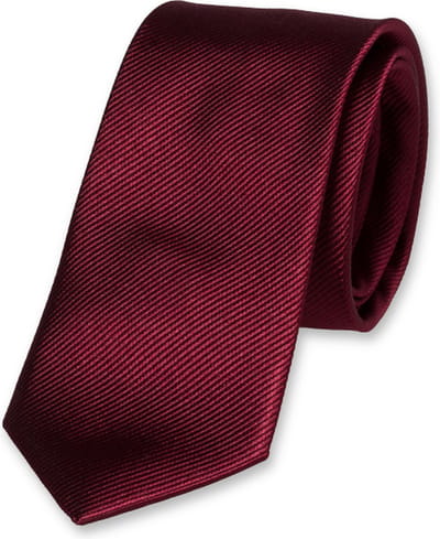 E.L. Cravatte Smalle Stropdas - Bordeauxrood - 100% Zijde