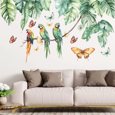Muurstickers met palmbladeren en tropische bladeren voor decoratie in slaapkamer, keuken en woonkamer