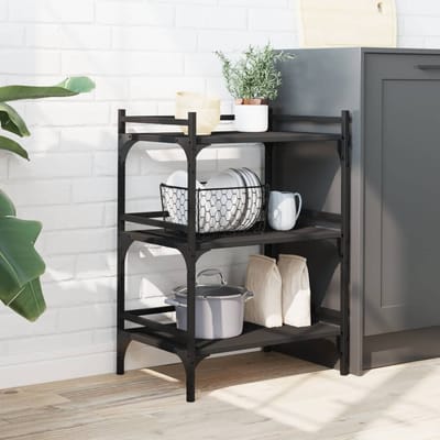 vidaXL - Keukentrolley - 50x35x75,5 - cm - bewerkt - hout - zwart