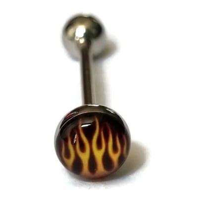 Aramat Jewels | Tongpiercings | Stalen Vlammen Tongpiercing | | | |7mm | Staal | Volwassenen | Verkleurd niet