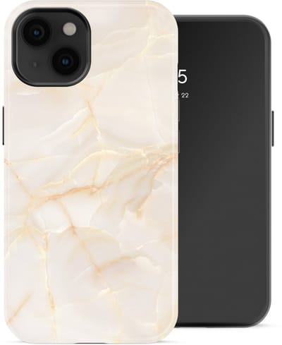 Selencia Hoesje - Geschikt voor Apple iPhone 14 - Backcover - Golden Beige Marble