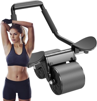 Buikspierwiel - Buiktrainer Roller - Kracht Training - Automatische Rebound - 44 x 20 x 15 cm - Zwart