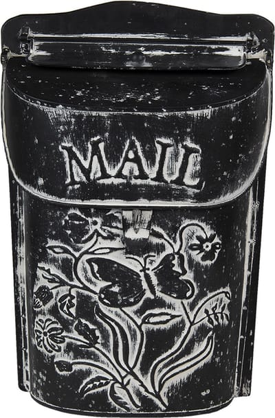 Clayre & Eef Brievenbus 22x7x33 cm Zwart Wit Metaal Bloemen