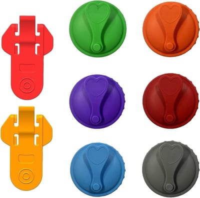 Herbruikbare silicone deksels voor drankblikjes in 6 kleuren, inclusief 2 blikopeners, compatibel met de meeste blikken