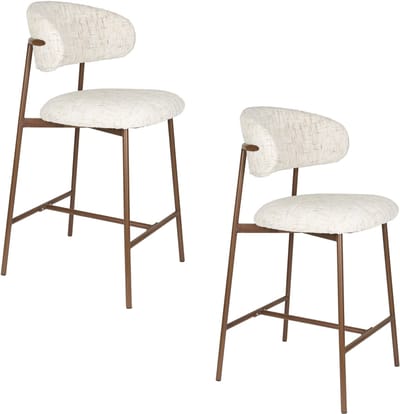 Housecraft Living Claes Barkrukken rugleuning 65 cm Gemêleerd Off-White - Set van 2
