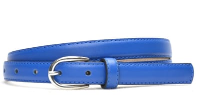 2 cm smalle kobalt blauwe riem - 100% leder - blauwe riem dames - Maat 85 - Totale lengte 100cm
