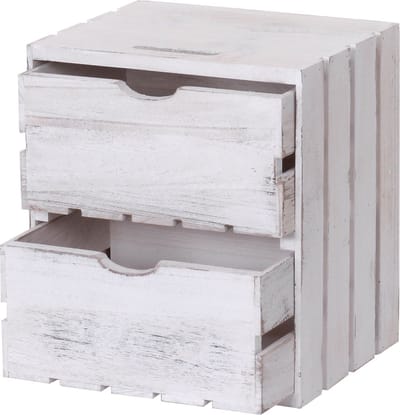 Commode MCW-C62, ladekast houten kist, shabby-look vintage, 2 lades 36x32x26cm ~ wit