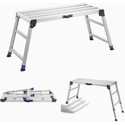 VEVOR werkplatform 1016x457mm, opvouwbaar aluminium werkplatform met een draagvermogen van 226,8 kg, in hoogte verstelbare loopbrug van 584-876mm met veiligheidsvergrendeling, draagbare trap voor thuis en werkplaats