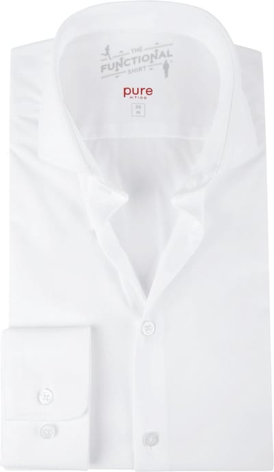 Pure H.Tico The Functional Wit Shirt - Maat 37 - Heren - Overhemden Formeel