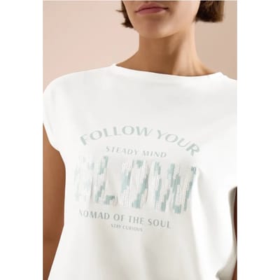 Shirt met overhangende schouder en knoopdetail