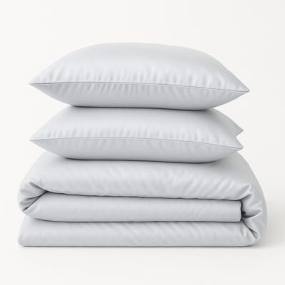 Satijnzacht Dekbedovertrek 140x220 cm – Grijs Luxe Glans – Microvezel Polyester – Incl. 60x70 cm Kussensloop – Kreukvrij & Strijkvrij Hotelkwaliteit