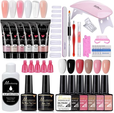 NAXSIR Professionele Gelnagels Starterset - Nagelverlenging Gel Kit met UV-Lamp, 6 Kleuren Nagellak & Accessoires - Langdurige Glans, Gemakkelijk Aan te Brengen - Ideaal voor Beginners