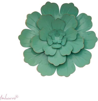 Imbarro - Bloem - Metaal - Wanddecoratie - Handgemaakt - 3D Bloem - Groen - 28 cm - Met Ophanghaakje