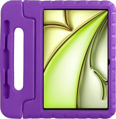 Hoes - Geschikt voor Apple iPad Air (2024/2025/2026) - 11 inch - Kinderhoes Shockproof Bumper - Kidsproof Case - Tablet Hoesje - Kinder Hoesje Cover - Paars