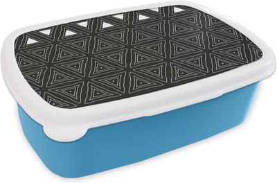 Broodtrommel Blauw - Lunchbox - Brooddoos - Geometrie - Design - Mozaïek - 18x12x6 cm - Kinderen - Jongen