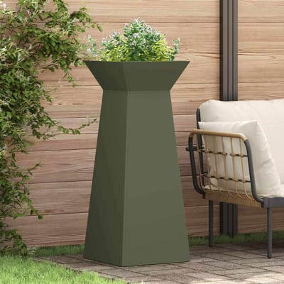 vidaXL - Pilarenbak - Olijfgroen - 40 - x - 40 - x - 100 - cm - Koudgewalst - staal