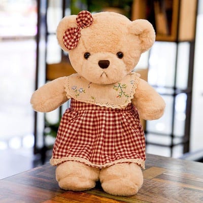 Koppel Teddybeer Pluche Speelgoed Set Schattige Zachte Gevulde Beer Poppen Met Kleding Voor Valentijnsdag Bruiloft Verjaardagscadeau Huisdecoratie 40CM beige