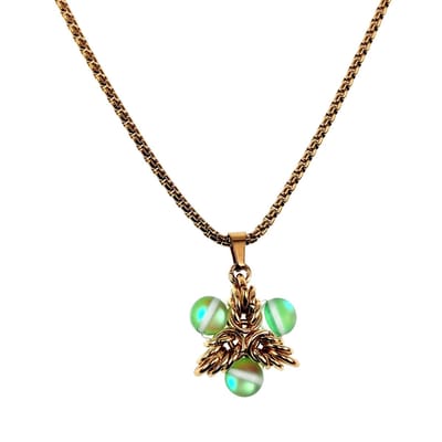 50cm tot 55cm Ketting Dames - Verguld RVS - Jasseron-Ketting met Lichtgroene Ster Hanger - Verstelbaar
