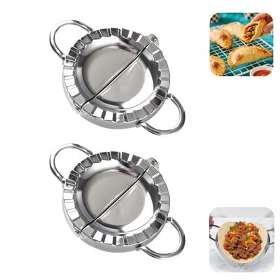 2 stuks - RVS Dumplingvorm - Eenvoudige deegpers en uitsteker - Taartvormgereedschap - Dumplingmaker - Dumplingpers - Keukenaccessoires - 13,6*9,3*8,5 cm - Zilver - Geschikt voor de keuken