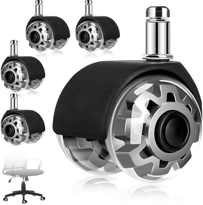 Set van 5 Vervangwielen voor Kantoor- en Gamingstoelen, 11 x 22 mm, 360° Rotatie, Krasvrij, Geschikt voor Tegels, Laminaat, Tapijt en Parketvloeren