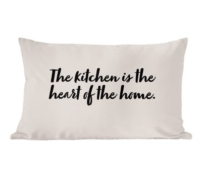 Sierkussens - Kussentjes Woonkamer - 50x30 cm - Quotes - Koken - Spreuken - The kitchen is the heart of the home - Thuis