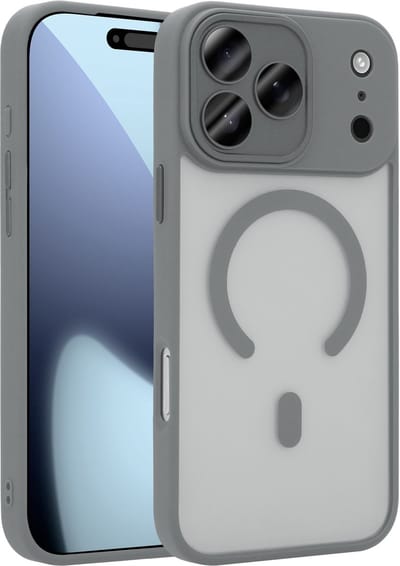 Coverzs luxe matte Magneet hoesje geschikt voor iPhone 17 Pro Max met camera cover (Grijs) – sterke case met premium bescherming, dun ontwerp en perfecte pasvorm - Camerabescherming