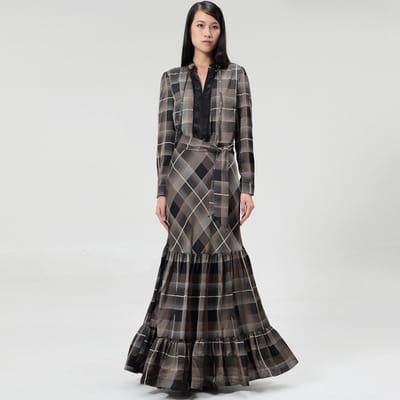 Maxi Boheemse Tartan -jurk