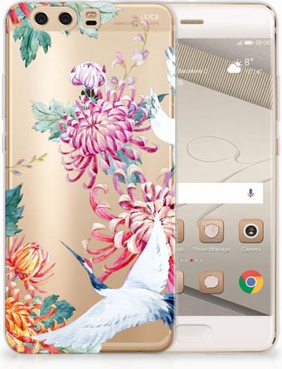 Huawei P10 Plus TPU Hoesje Bird Flowers