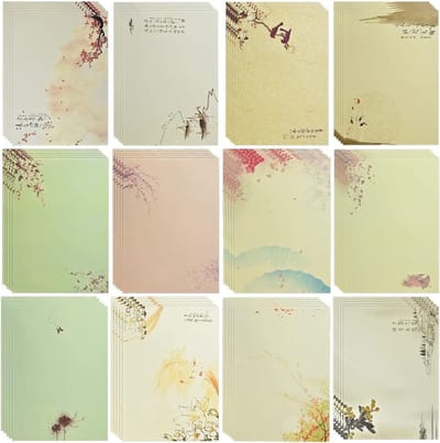 Vintage Schrijfpapier Set van 96 Stukken - Retro Briefpapier met Bloemenmotief voor Creatief Schrijven en Printen