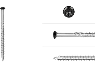 Wovar Potdekselschroeven Zwart RVS 410 5 x 80 mm Torx 25 Deeldraad | Doos 100 Stuks | Houtschroeven