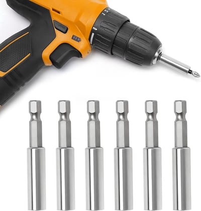 Set van 6 Magnetische Bit Houder Verlengingen 60 mm, 1/4 Inch Hex Shank, Snelle Verandering voor Boormachine en Accuschroevendraaier