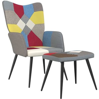 vidaXL - Relaxstoel - met - voetenbank - patchwork - stof